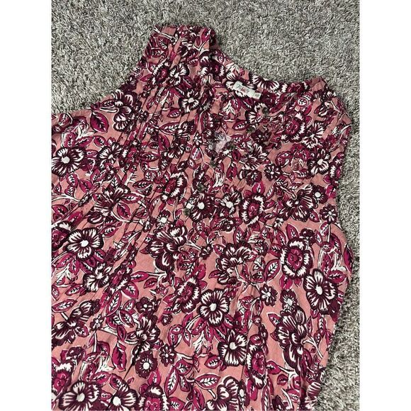 Faherty Isha Midi Dress Linen Blend Pink Rose Desert Bloom Floral Sleeveless M - Picture 7 of 13